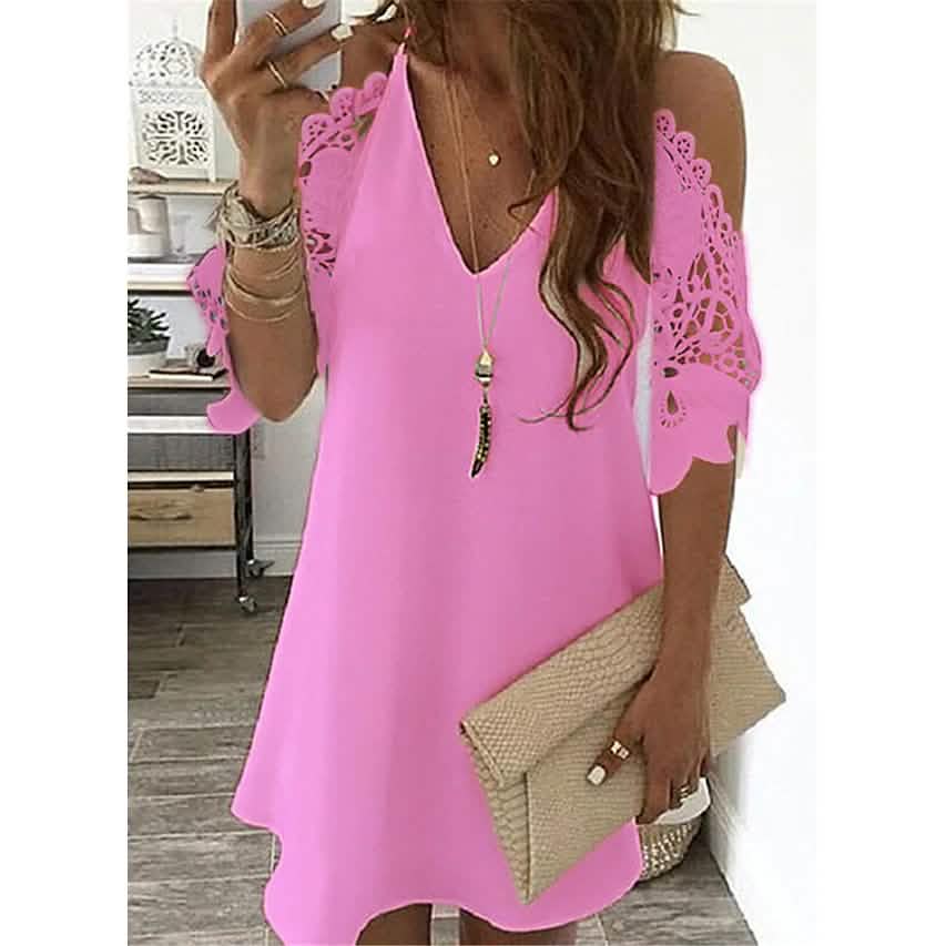 Women's Half Sleeve Solid Cutout Shift Dress by DailySale