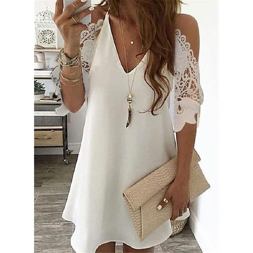 Women's Half Sleeve Solid Cutout Shift Dress by DailySale