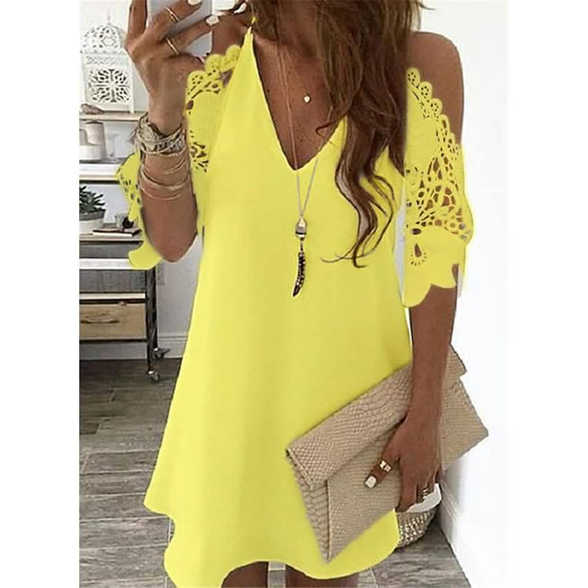 Women's Half Sleeve Solid Cutout Shift Dress by DailySale