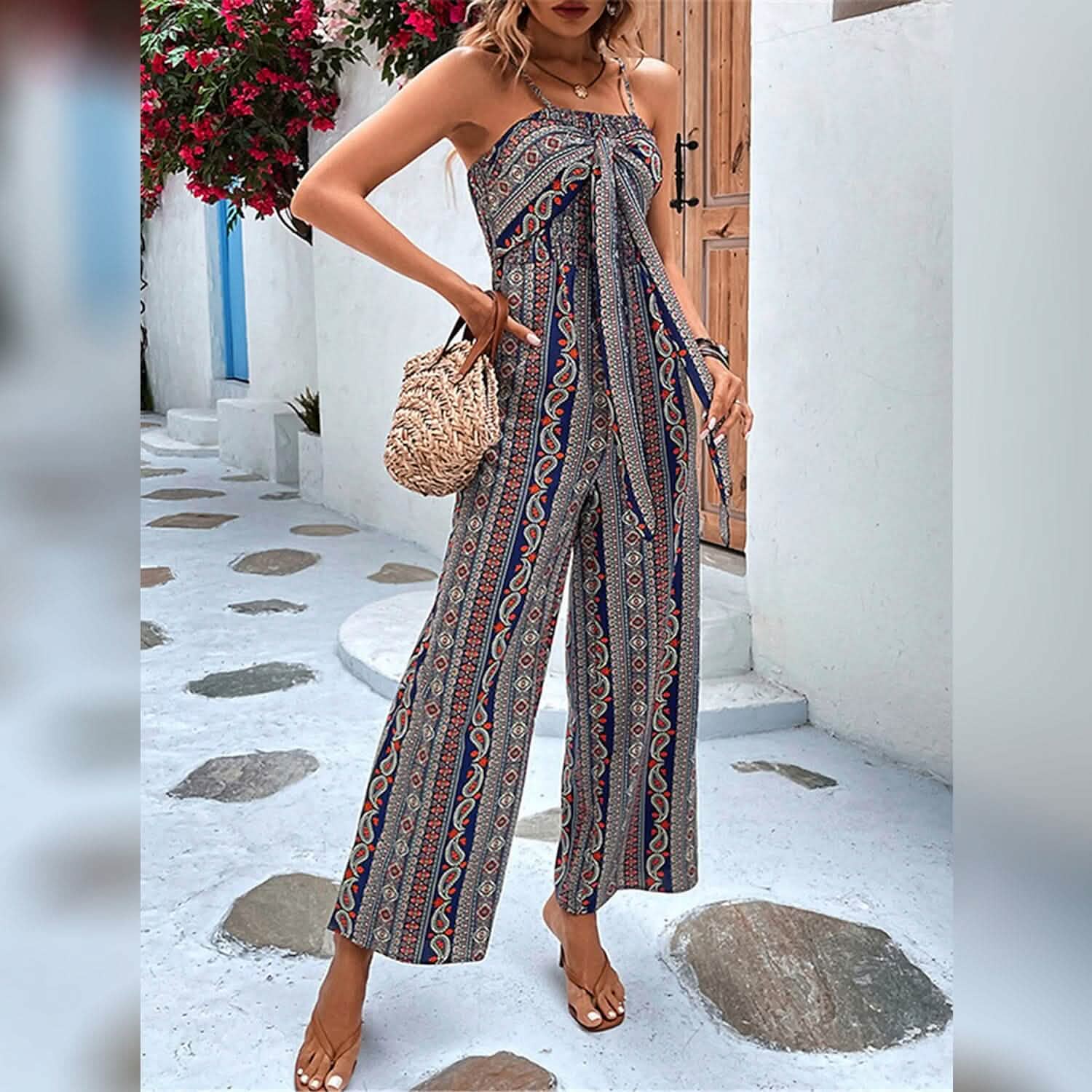 Women's Jumpsuit Pocket Print Geometric Square by DailySale