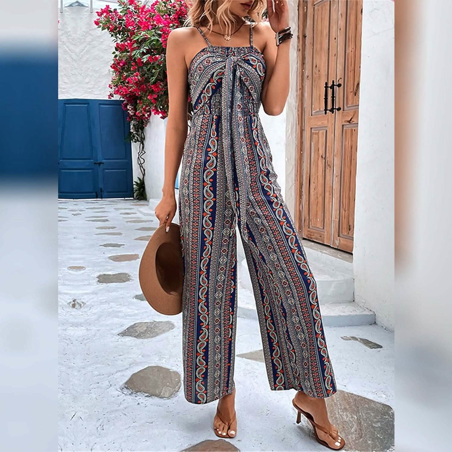 Women's Jumpsuit Pocket Print Geometric Square by DailySale