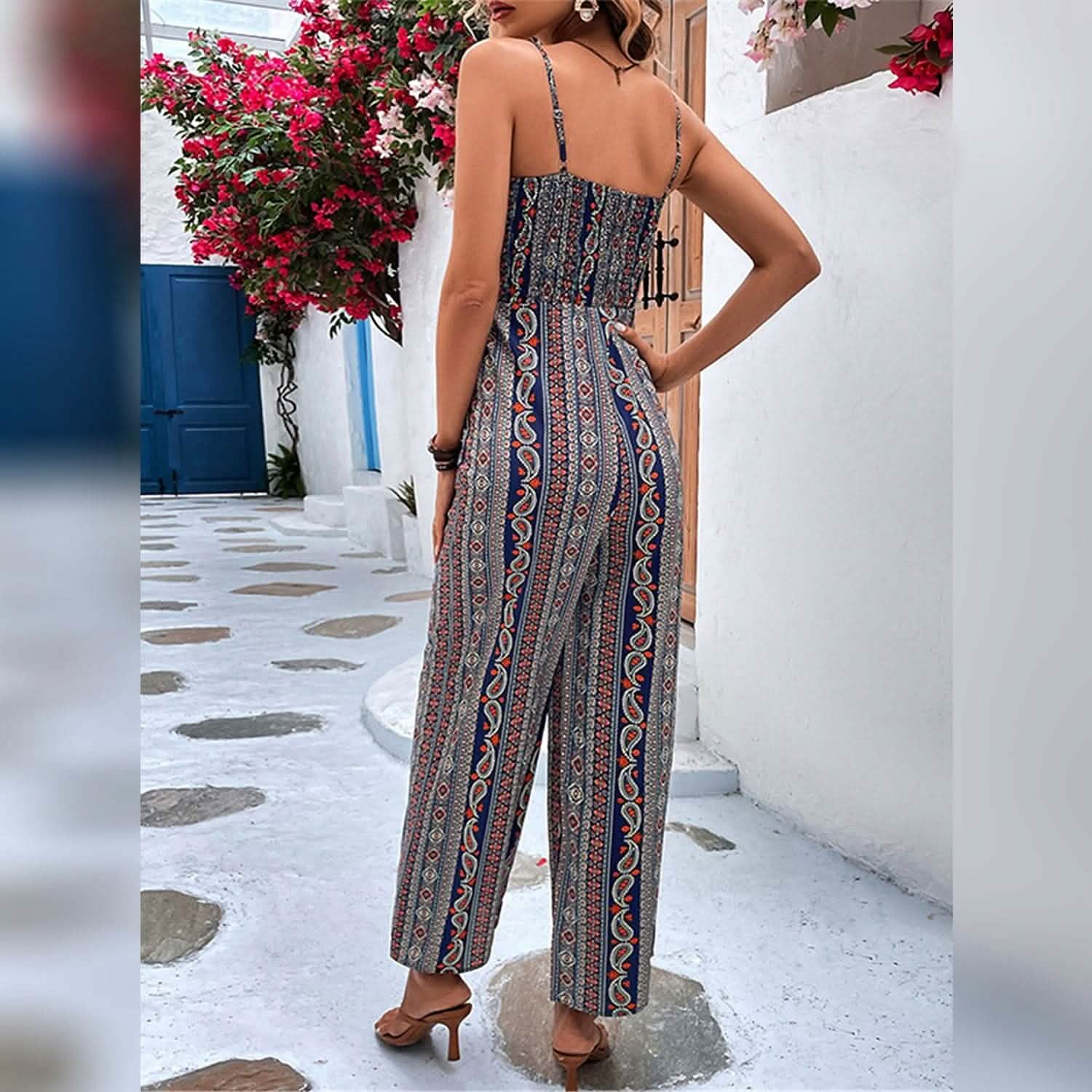 Women's Jumpsuit Pocket Print Geometric Square by DailySale