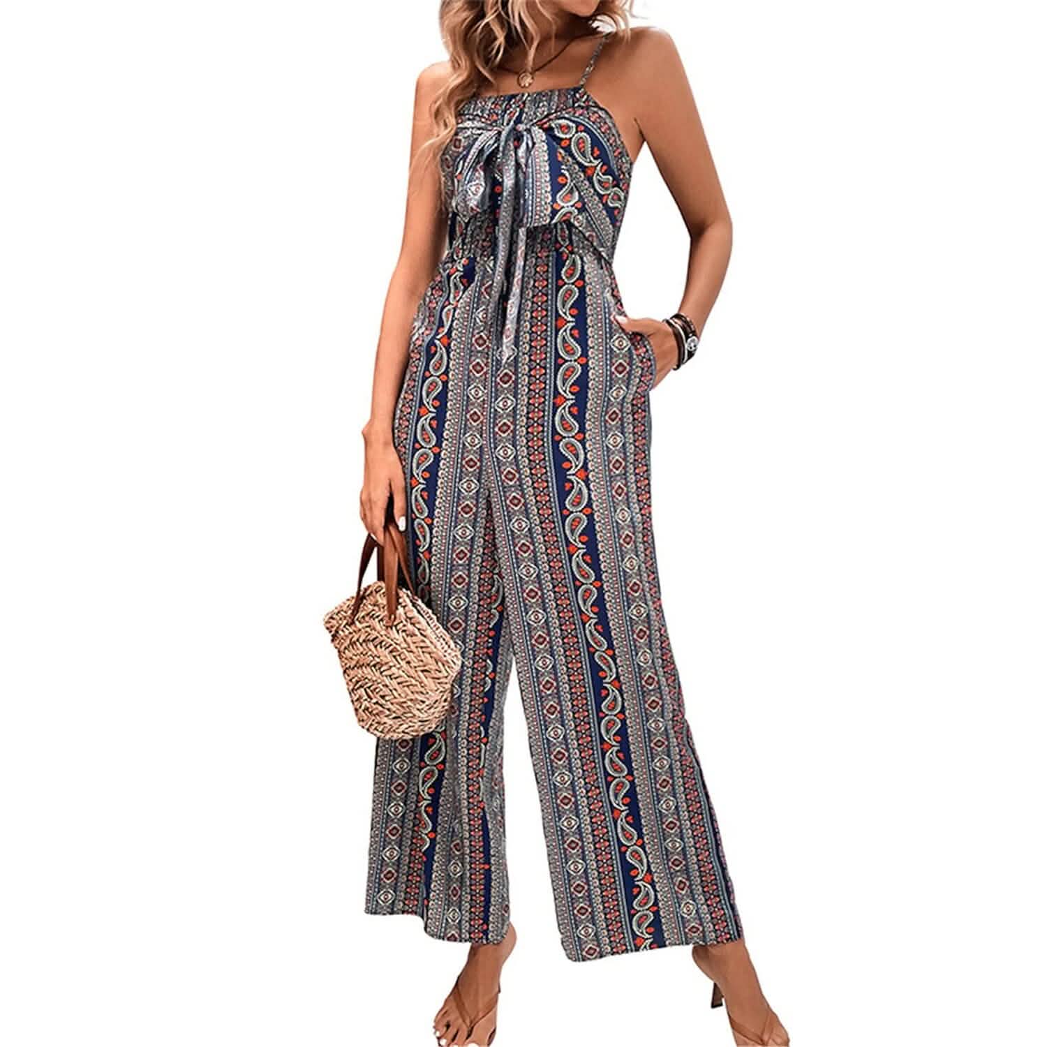 Women's Jumpsuit Pocket Print Geometric Square by DailySale