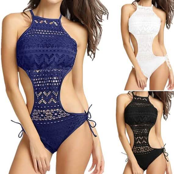 Women's One-Piece Bikini Solid Crochet Swimsuit by DailySale