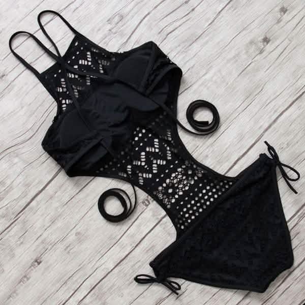 Women's One-Piece Bikini Solid Crochet Swimsuit by DailySale