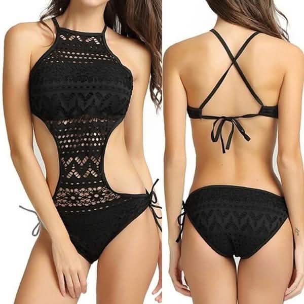 Women's One-Piece Bikini Solid Crochet Swimsuit by DailySale