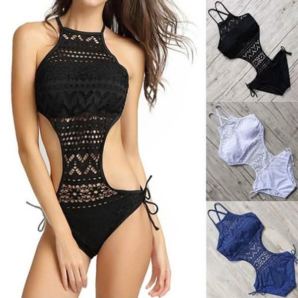 Women's One-Piece Bikini Solid Crochet Swimsuit by DailySale