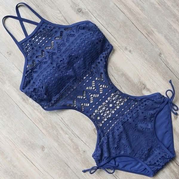 Women's One-Piece Bikini Solid Crochet Swimsuit by DailySale