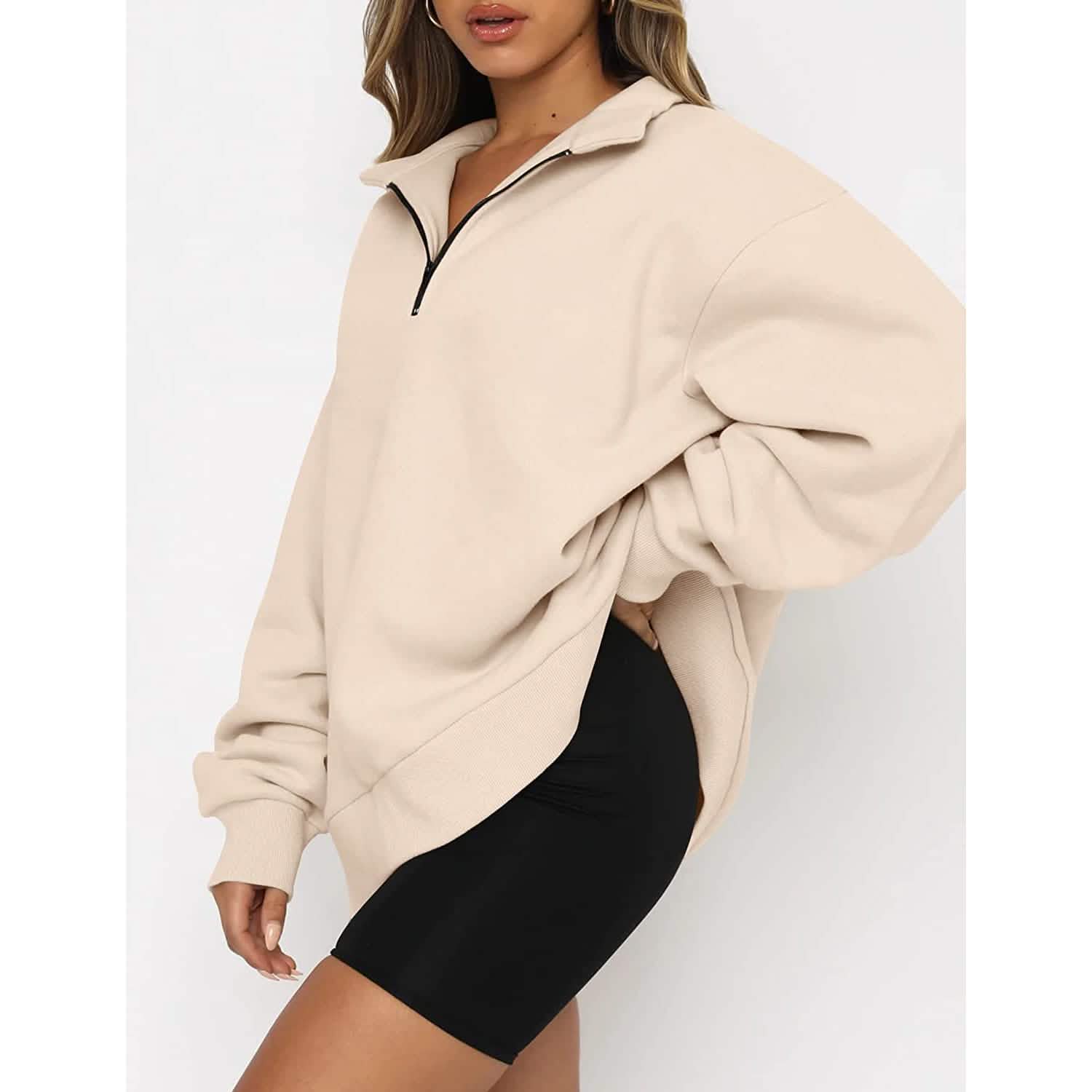 Womens Oversized Half Zip Pullover Long Sleeve Sweatshirt by DailySale