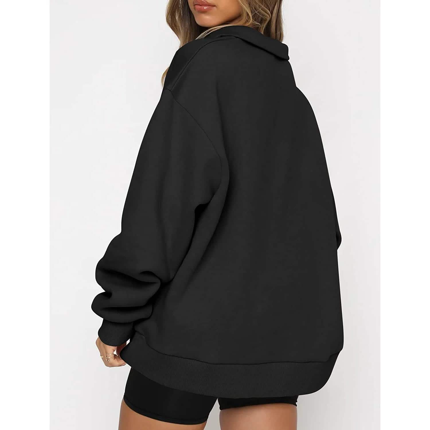 Womens Oversized Half Zip Pullover Long Sleeve Sweatshirt by DailySale