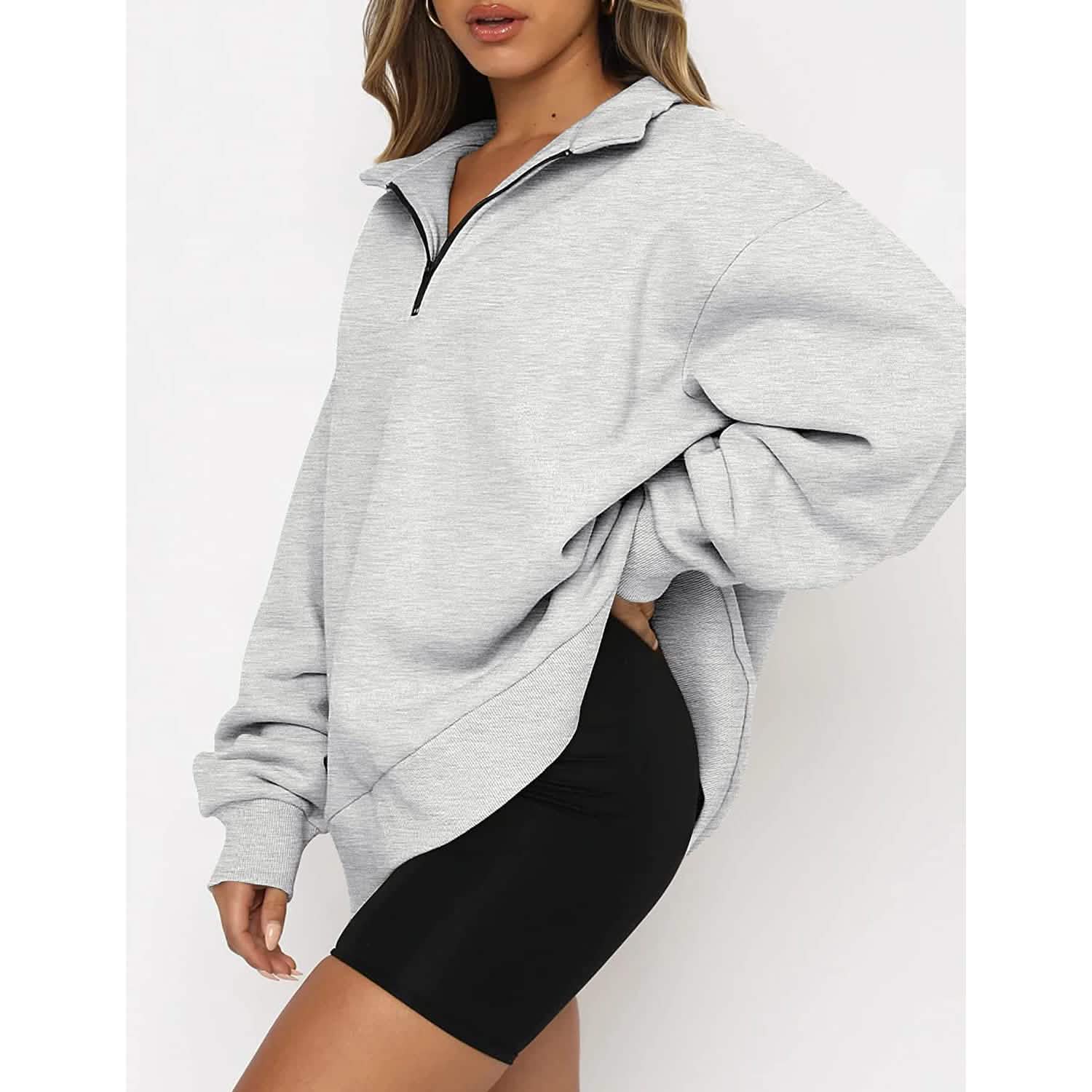 Womens Oversized Half Zip Pullover Long Sleeve Sweatshirt by DailySale