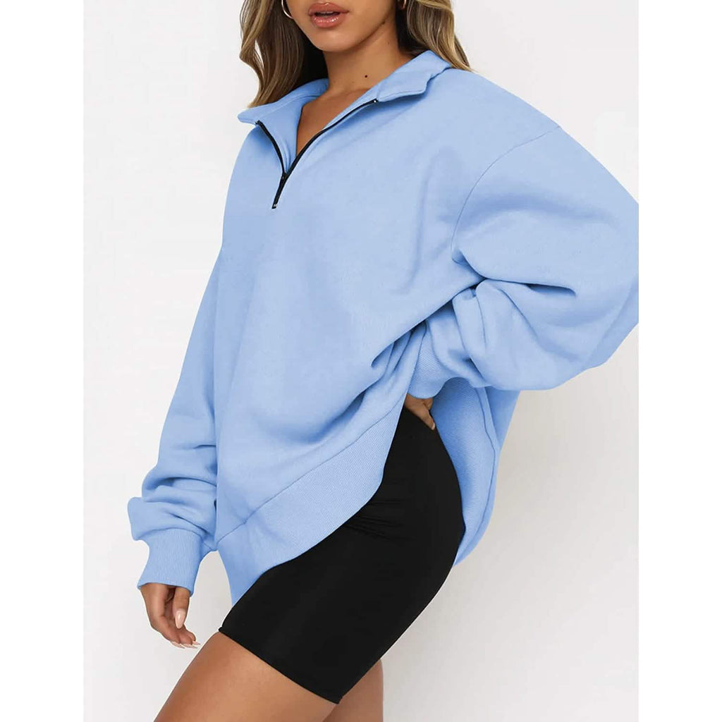 Womens Oversized Half Zip Pullover Long Sleeve Sweatshirt by DailySale