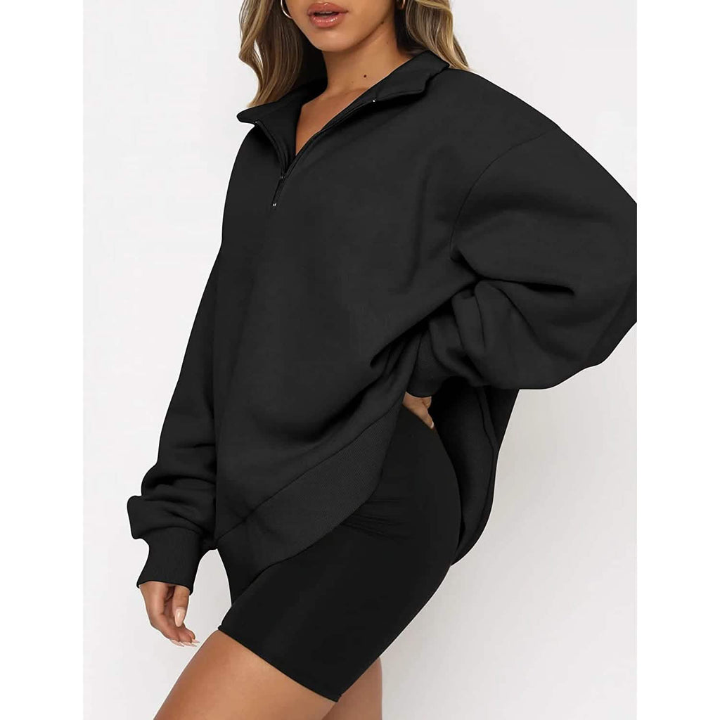 Womens Oversized Half Zip Pullover Long Sleeve Sweatshirt by DailySale