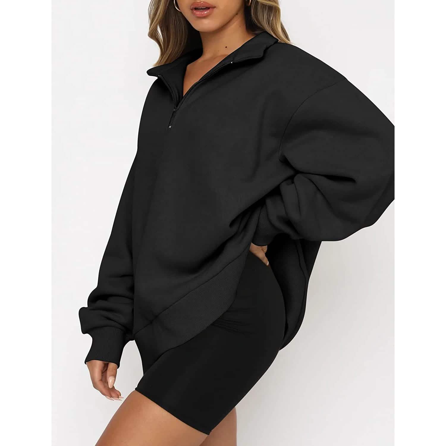 Womens Oversized Half Zip Pullover Long Sleeve Sweatshirt by DailySale