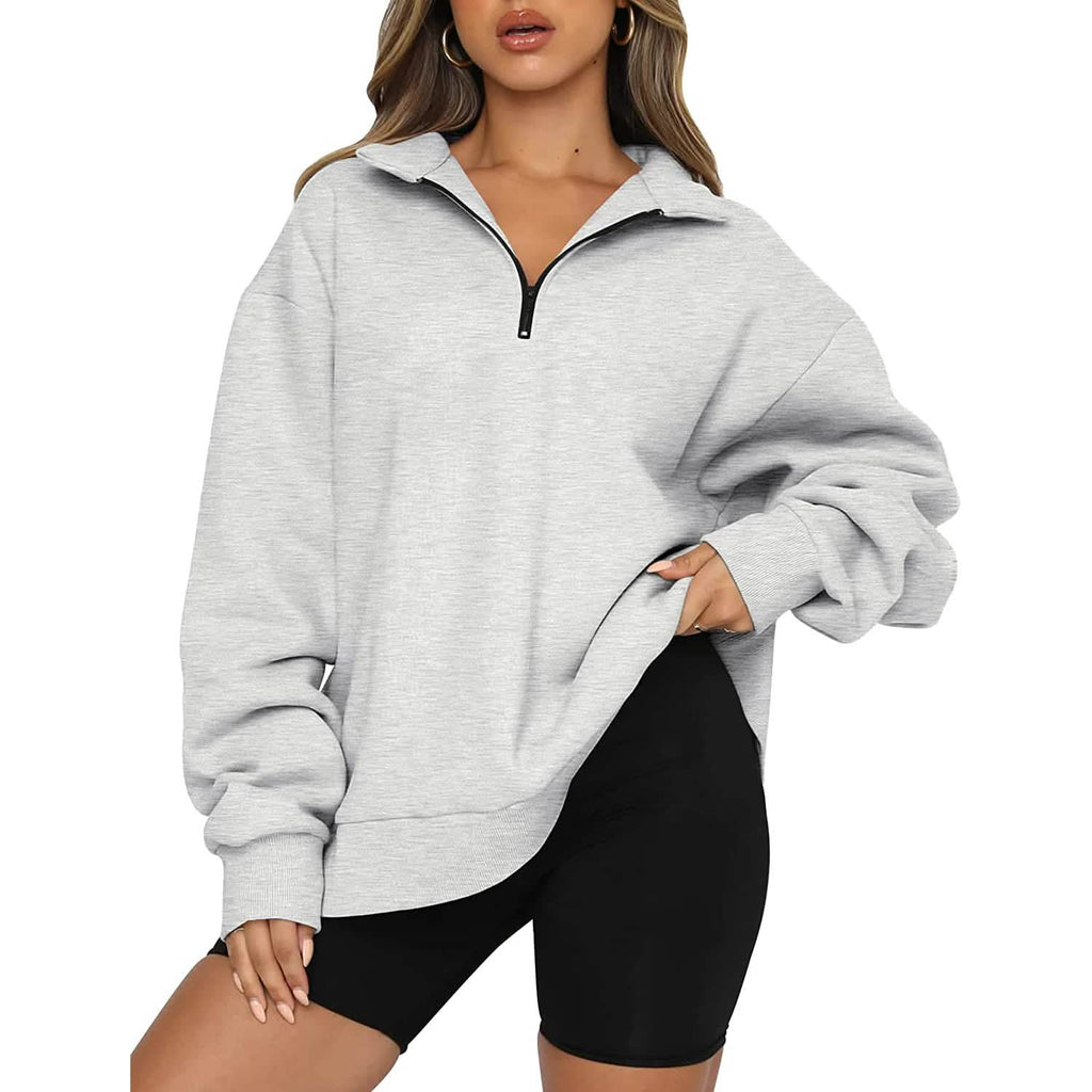 Womens Oversized Half Zip Pullover Long Sleeve Sweatshirt by DailySale
