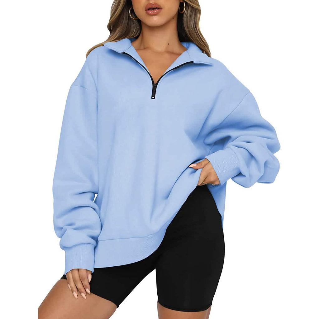 Womens Oversized Half Zip Pullover Long Sleeve Sweatshirt by DailySale