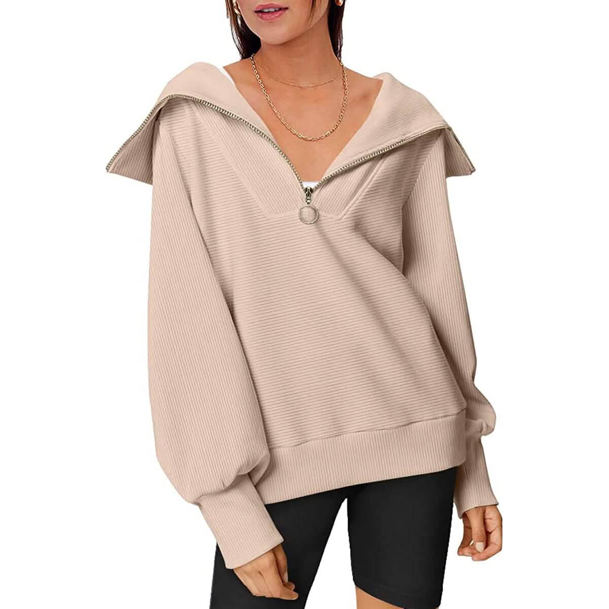 Womens Oversized Half Zip Pullover Sweatshirts Hoodie by DailySale
