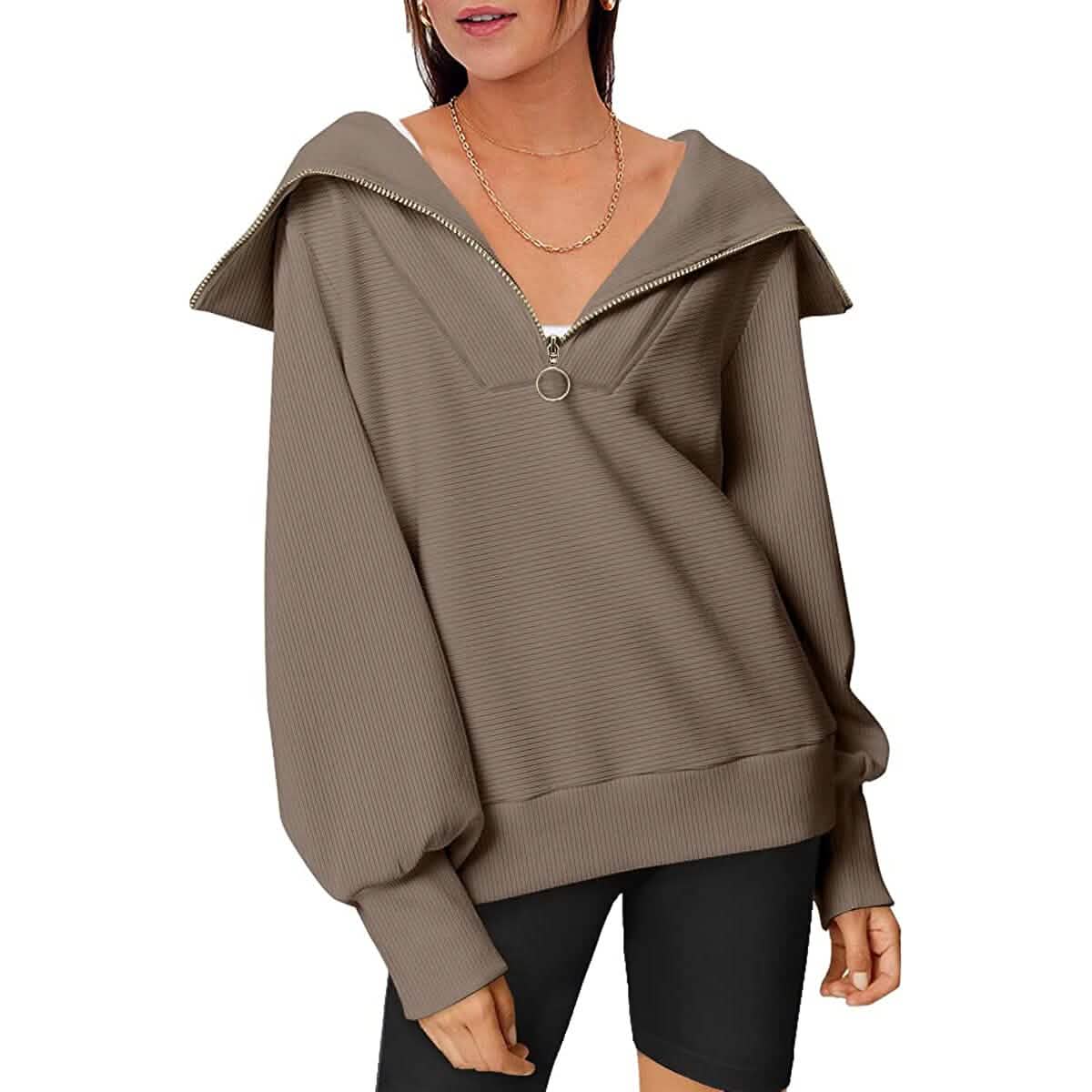 Womens Oversized Half Zip Pullover Sweatshirts Hoodie by DailySale