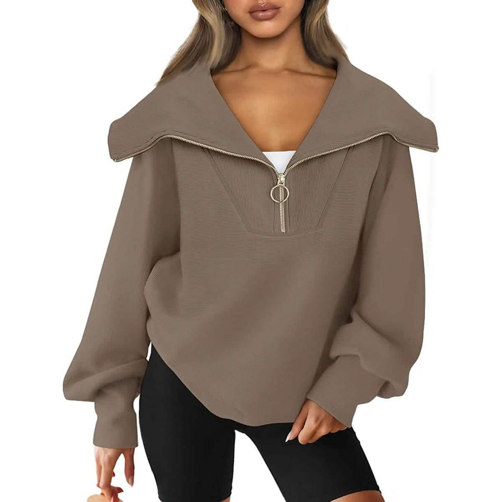 Womens Oversized Half Zip Pullover Sweatshirts Hoodie by DailySale