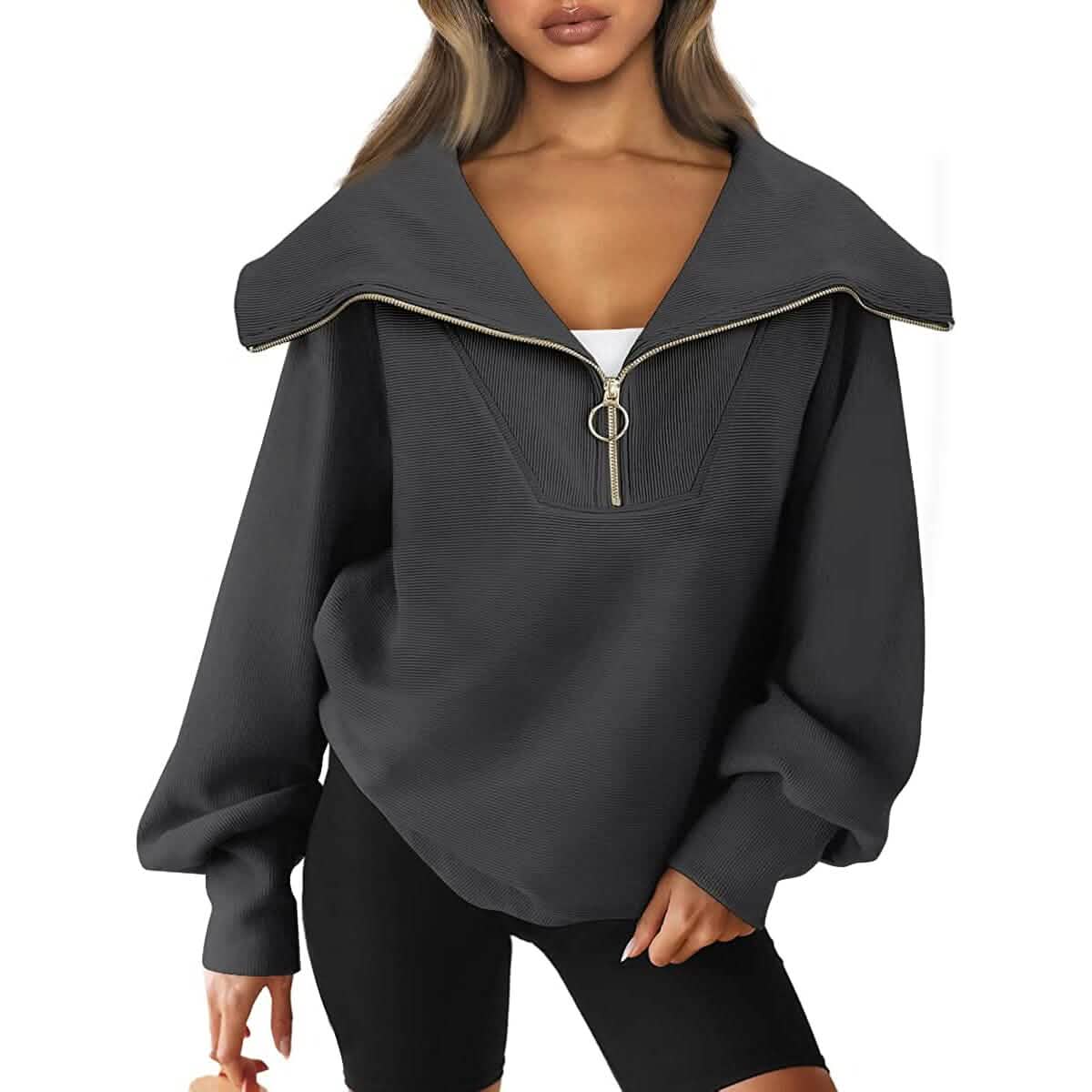 Womens Oversized Half Zip Pullover Sweatshirts Hoodie by DailySale