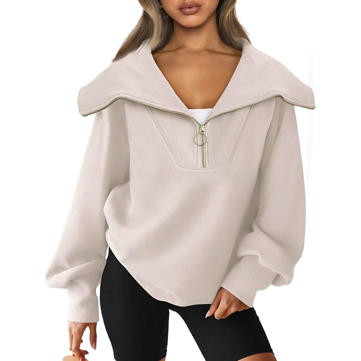 Womens Oversized Half Zip Pullover Sweatshirts Hoodie by DailySale