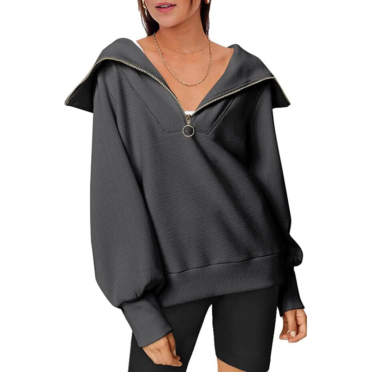 Womens Oversized Half Zip Pullover Sweatshirts Hoodie by DailySale