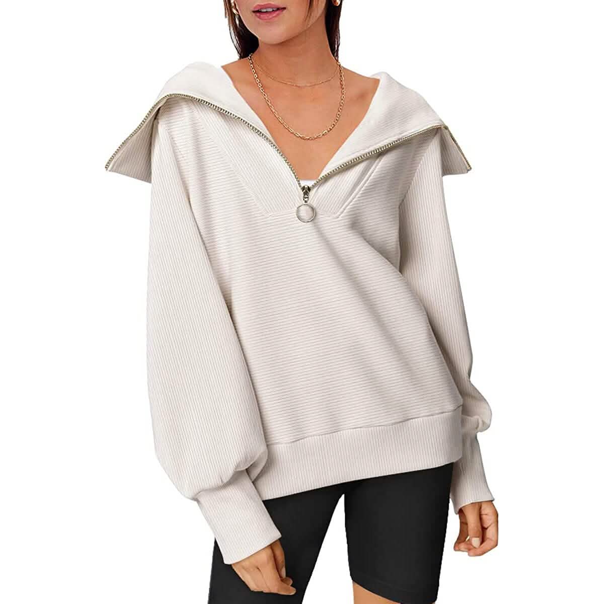 Womens Oversized Half Zip Pullover Sweatshirts Hoodie by DailySale