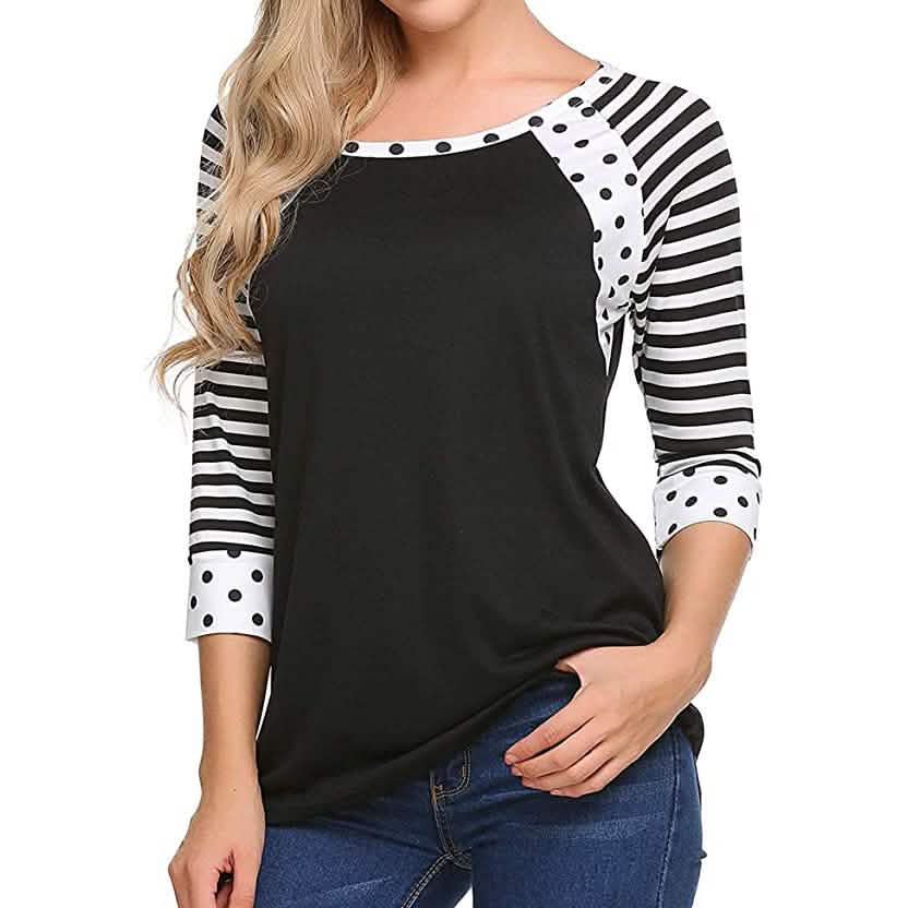 Women's Polka Dots Striped 3/4 Sleeve Top by DailySale