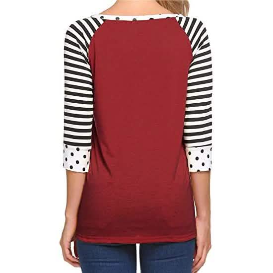Women's Polka Dots Striped 3/4 Sleeve Top by DailySale