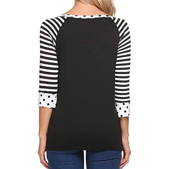 Women's Polka Dots Striped 3/4 Sleeve Top by DailySale