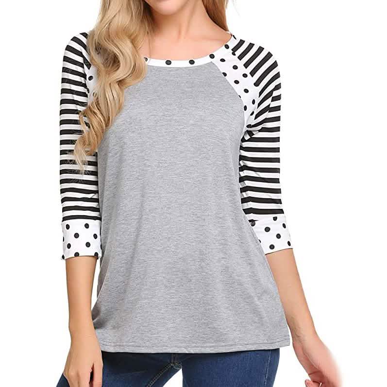 Women's Polka Dots Striped 3/4 Sleeve Top by DailySale