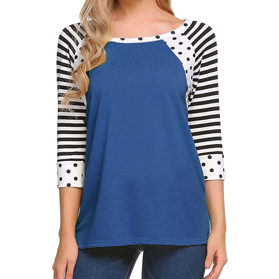 Women's Polka Dots Striped 3/4 Sleeve Top by DailySale