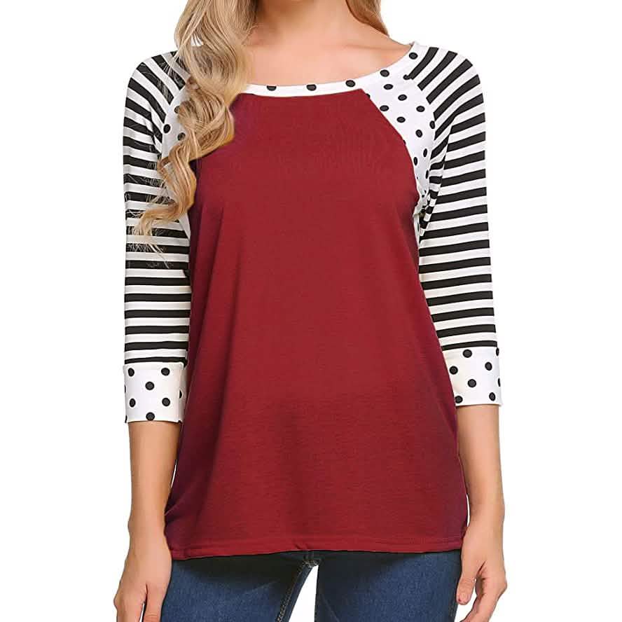 Women's Polka Dots Striped 3/4 Sleeve Top by DailySale