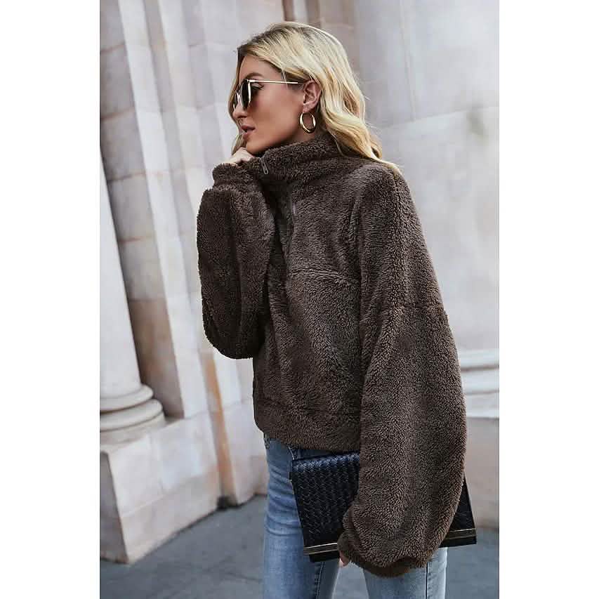 Women's Pullover Plain Quarter Zip Sweatshirt by DailySale