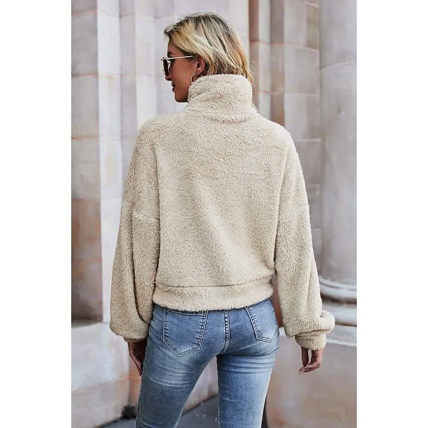 Women's Pullover Plain Quarter Zip Sweatshirt by DailySale