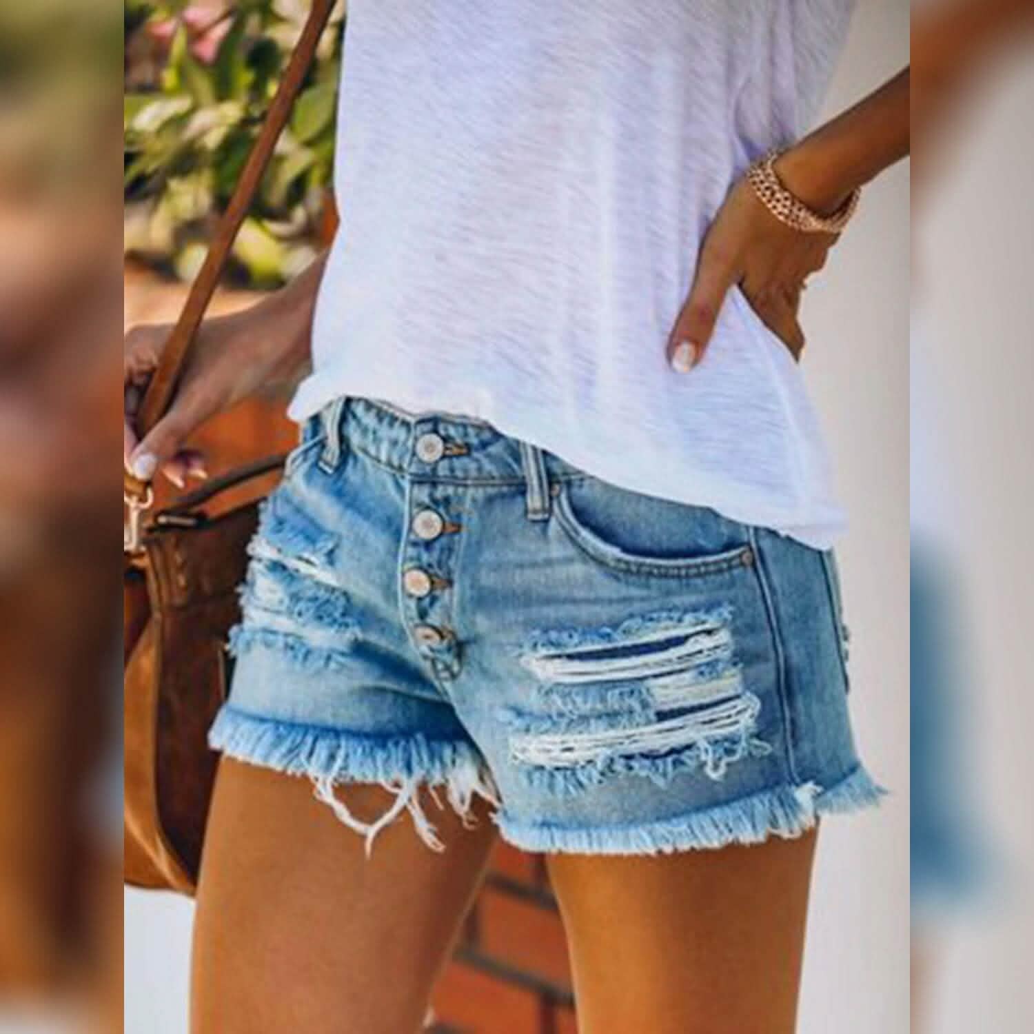 Women's Shorts Hot Pants Distressed Jeans Denim by Goddess Imports Marketplace
