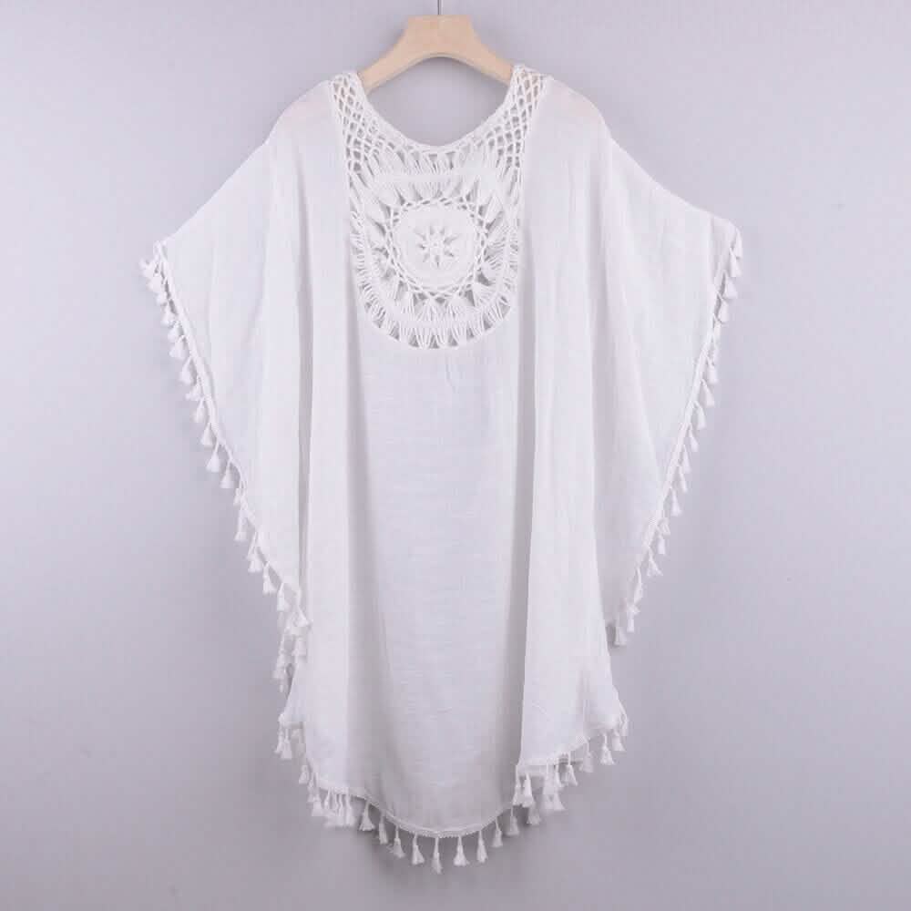 Women's Swimwear Cover Up Beach Dress Tassel Printing Hole by DailySale