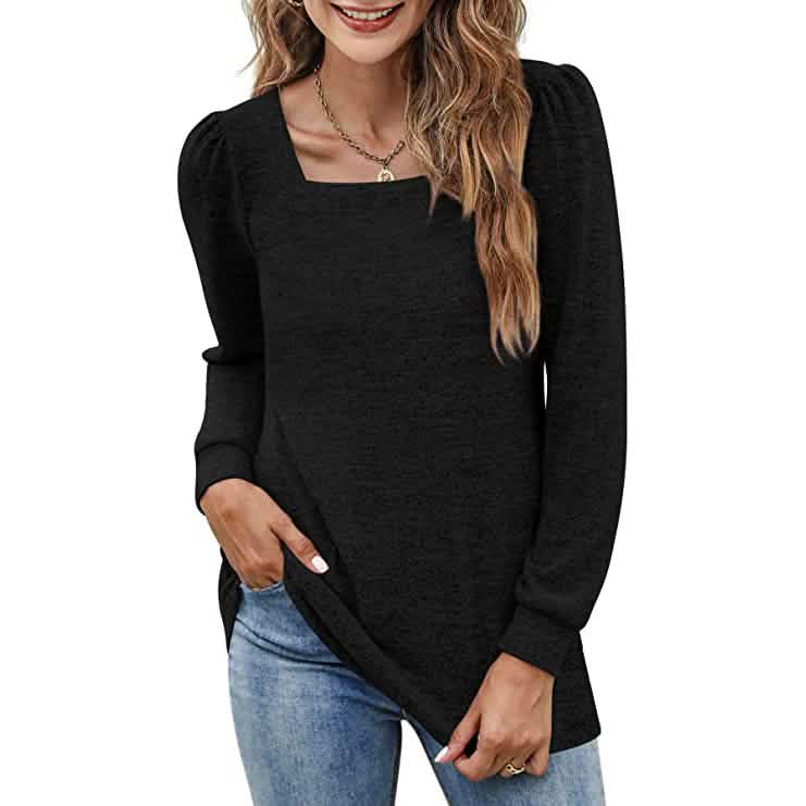 Women's Tunic Top Square Neck Puff Sleeve by DailySale