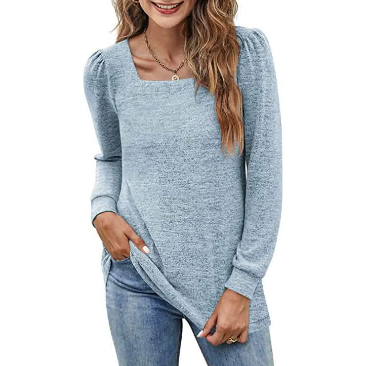 Women's Tunic Top Square Neck Puff Sleeve by DailySale