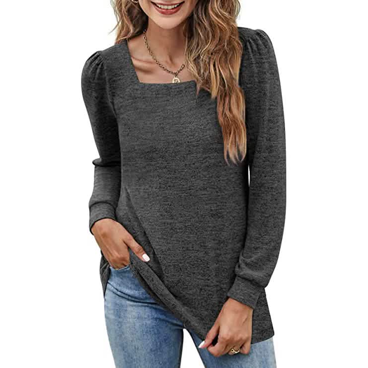 Women's Tunic Top Square Neck Puff Sleeve by DailySale