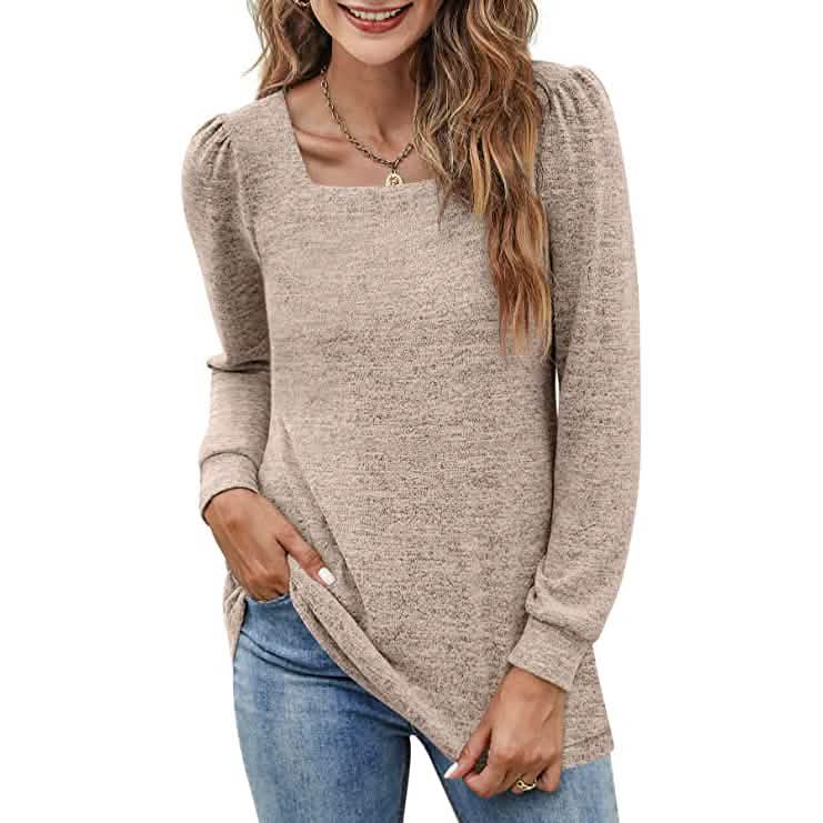 Women's Tunic Top Square Neck Puff Sleeve by DailySale