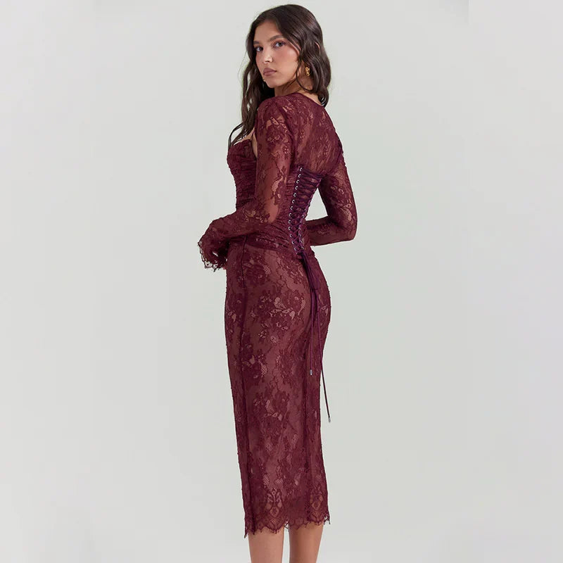 Elegant Red Spaghetti Strap Party Dress by Trendy Attic Store01
