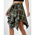 High Waist Irregular Plaid Skirt for Women by Trendy Attic Store01