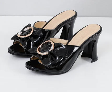 Thick-Heeled Rhinestone Sandals and Slippers by Trendy Attic Store01