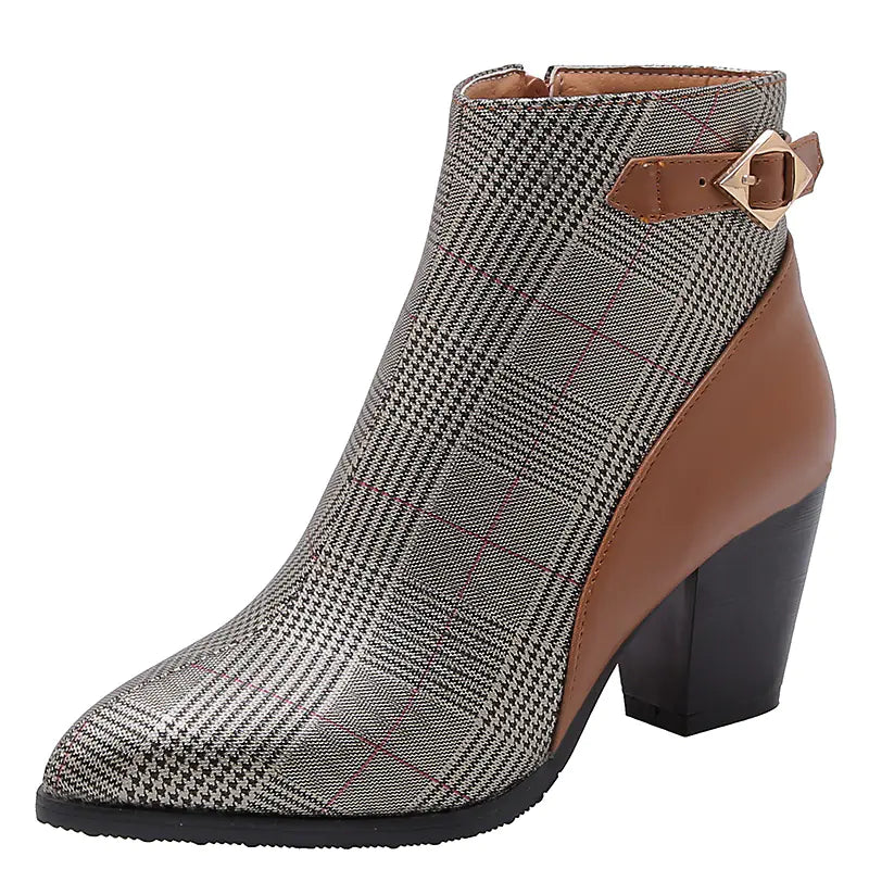 Women's High Heel Short Boots with Thick Heels by Trendy Attic Store01