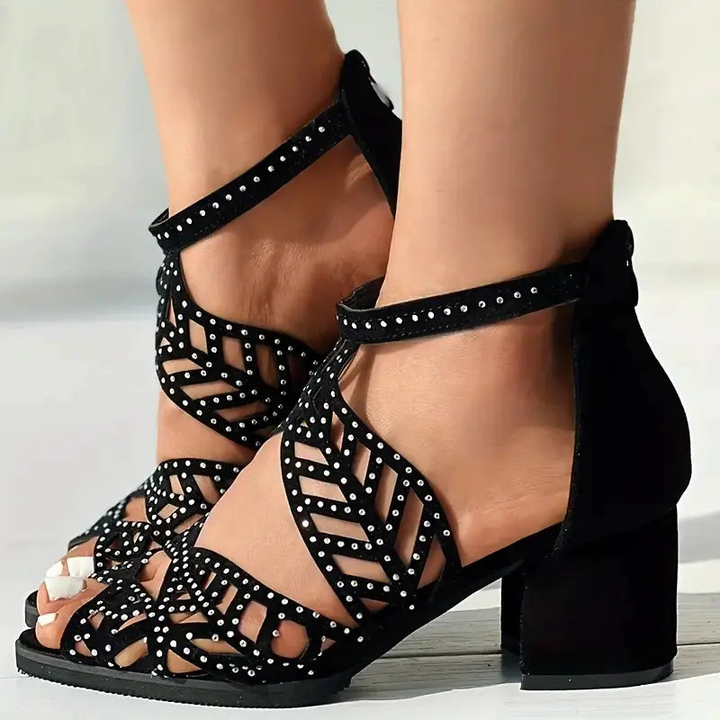 Breathable Women's Fish Mouth Sandals with Thick Heels by Trendy Attic Store01