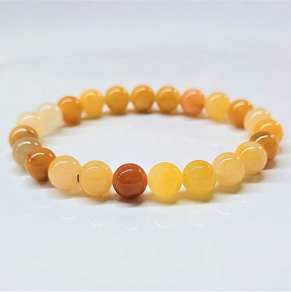 Yellow Jade Round Bead Bracelet - Wisdom, Courage & Abundance by Sacred Crystals