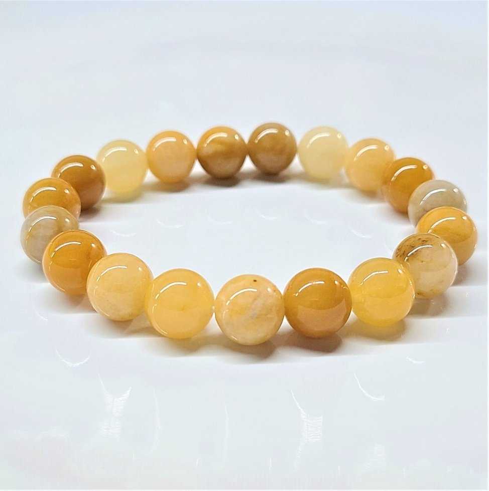 Yellow Jade Round Bead Bracelet - Wisdom, Courage & Abundance by Sacred Crystals