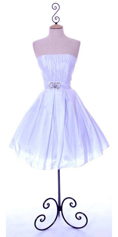 CLEARANCE - Cinderella Divine 5039 Knee Length White A-Line Dress (Size M) by DiscountDressShop