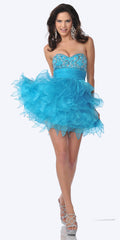 CLEARANCE - Cinderella Divine 5866 Strapless Cocktail Dress Short (Size 8) by DiscountDressShop